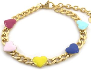 Steel Bracelet Hearts Multi