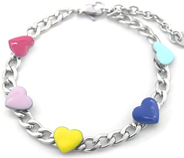 Steel Bracelet Hearts Multi