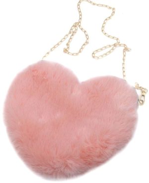 Fluffy Bag Heart 23x19cm Pink