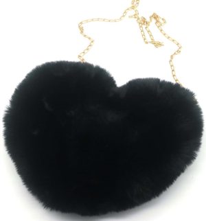 Fluffy Bag Heart 23x19cm Black