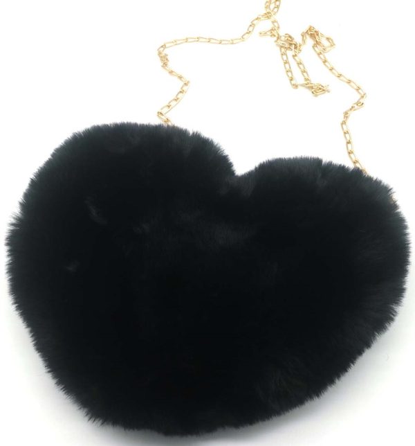 Fluffy Bag Heart 23x19cm Black