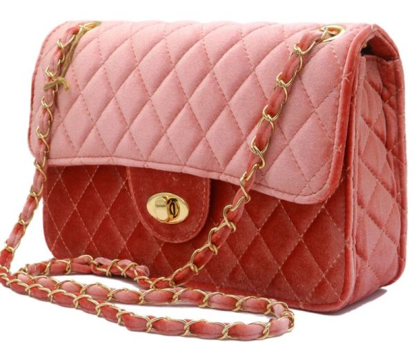 Bag Velvet 27x19x8cm Pink