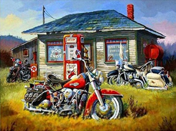 Diamond Painting Set Gas Station 50x40cm