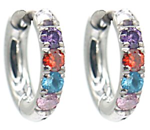 Steel Earrings with Zirconia 12mm Silver-Multi