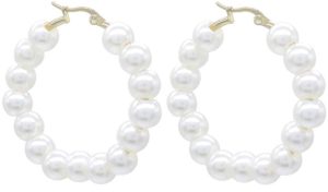 Steel Earrings Pearls 4.5cm
