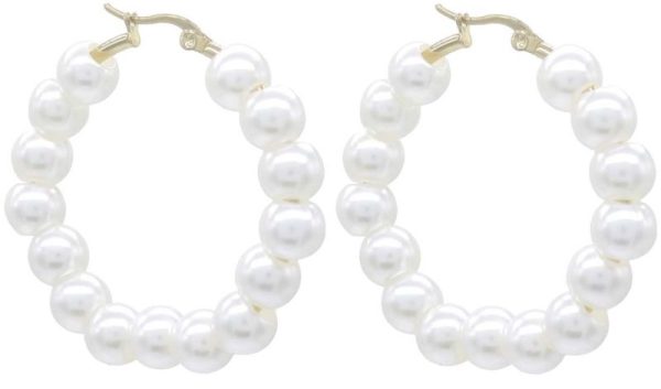Steel Earrings Pearls 4.5cm