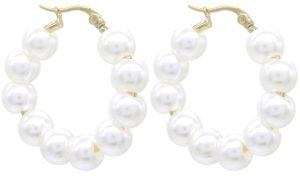 Steel Earrings Pearls 3.5cm