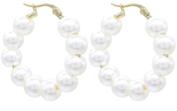 Steel Earrings Pearls 3.5cm