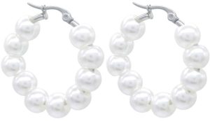 Steel Earrings Pearls 3.5cm