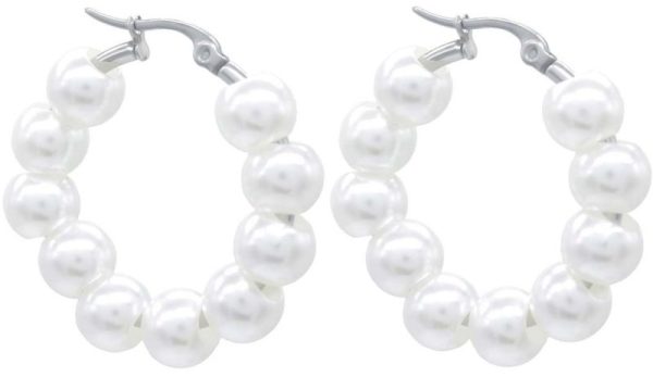 Steel Earrings Pearls 3.5cm