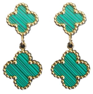 Steel Earrings Clovers 3cm Green