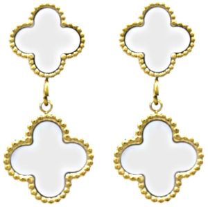 Steel Earrings Clovers 3cm MOP
