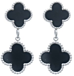 Steel Earrings Clovers 3cm Black