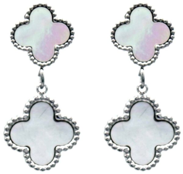 Steel Earrings Clovers 3cm MOP