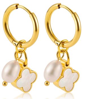 Steel Earrings 2.8cm Clover