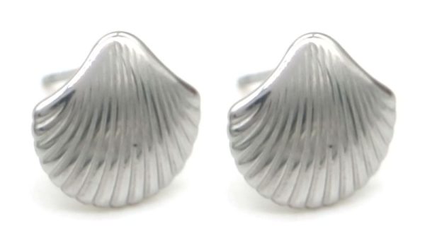 Steel Stud Earrings 1cm Shell