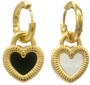Steel Earrings Doubel Sided Heart 3cm