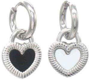 Steel Earrings Double Sided Heart 3cm