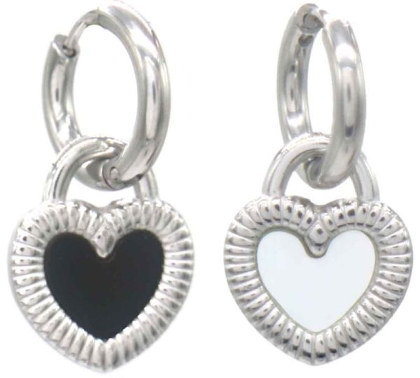 Steel Earrings Double Sided Heart 3cm