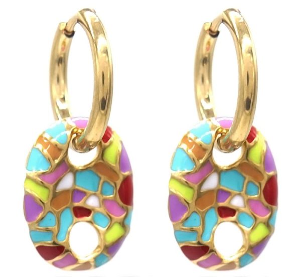 Steel Earrings 3cm Multi