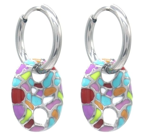 Steel Earrings 3cm Multi