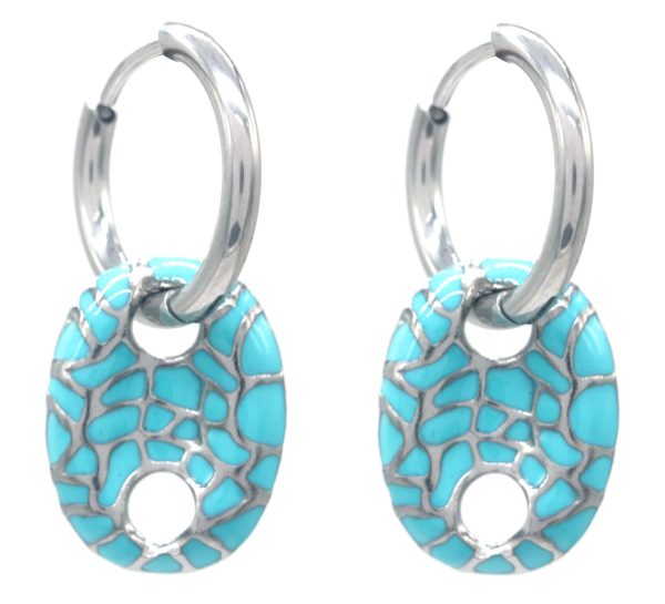 Steel Earrings 3cm Blue
