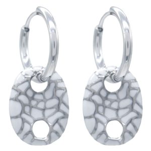 Steel Earrings 3cm White