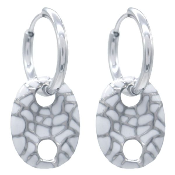 Steel Earrings 3cm White