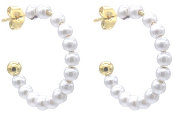 Steel Earrings Pearls 2.5cm
