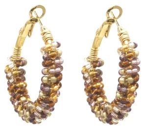 Steel Earrings   3.5cm Brown