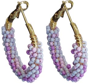 Steel Earrings  3.5cm Purple