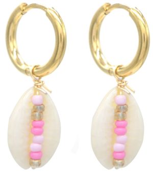 Steel Earrings Shell 3.5cm Pink