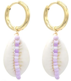 Steel Earrings Shell 3.5cm Purple