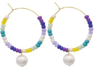 Steel Earrings 3.2cm Pearl