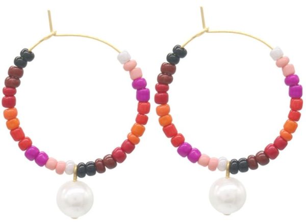 Steel Earrings 3.2cm Pearl