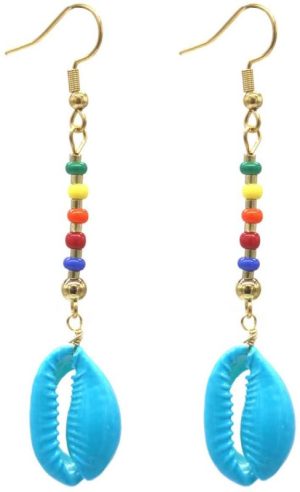 Steel Earrings Shell Blue