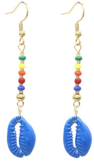 Steel Earrings Shell Blue