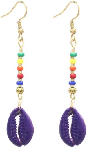 Steel Earrings Shell Purple
