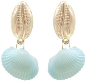 Earrings Shell 4cm Blue