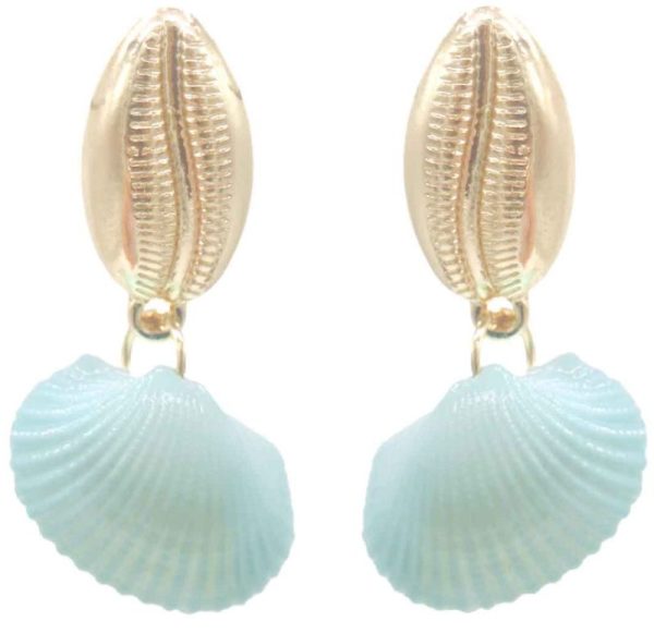 Earrings Shell 4cm Blue