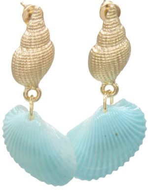 Earrings Shell 4cm Blue