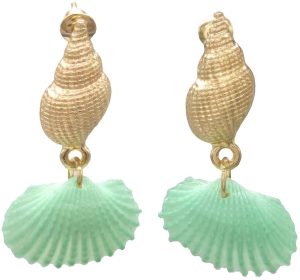 Earrings Shell 4cm Green