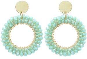 Earrings Faceted Glass Beads 5x4cm Blue
