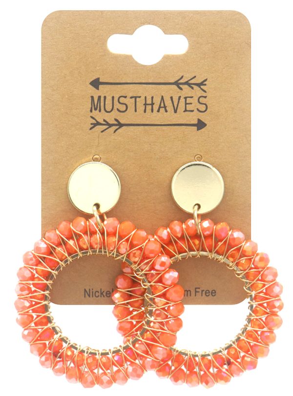 Earrings Faceted Glass Beads 5x4cm Orange