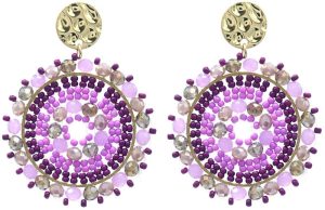 Crystal Beads Earrings 5x4 cm Purple