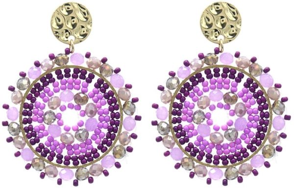 Crystal Beads Earrings 5x4 cm Purple