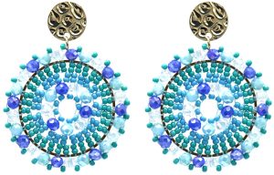 Crystal Beads Earrings 5x4 cm Blue