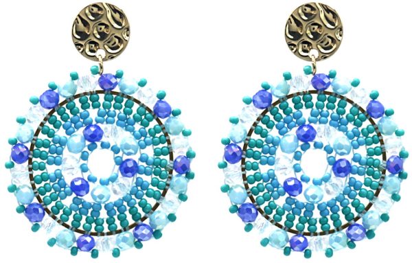 Crystal Beads Earrings 5x4 cm Blue
