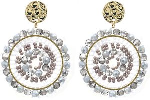 Crystal Beads Earrings 5x4 cm Grey