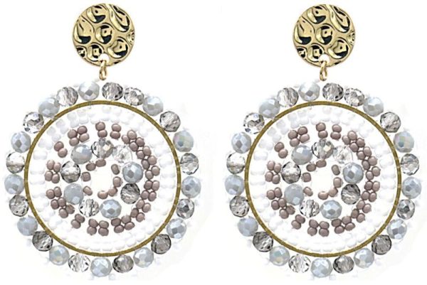 Crystal Beads Earrings 5x4 cm Grey